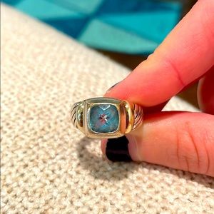 David Yurman ring with blue center stone